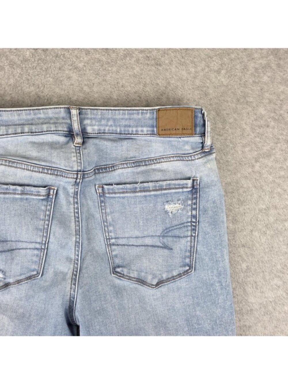 American Eagle Jeans Womens 8 Blue Low Rise Flare Distressed Stretch Denim - Picture 4 of 11